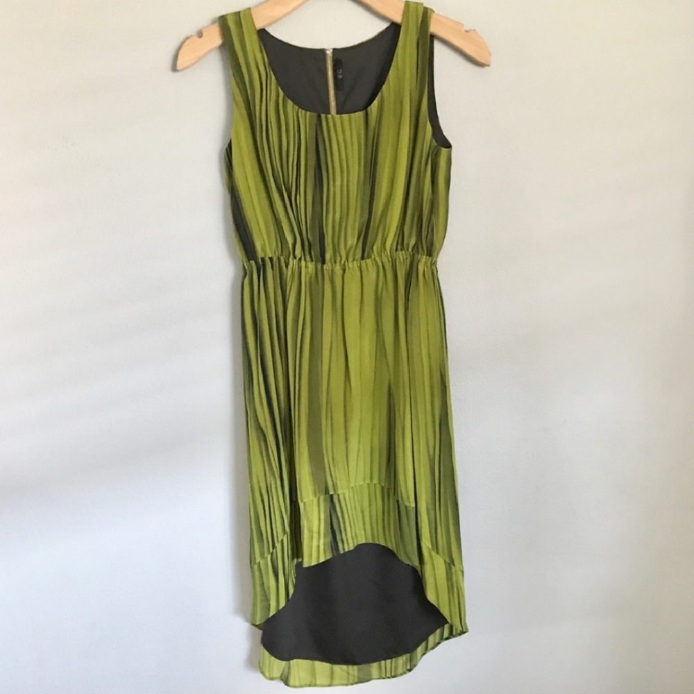 Piol Green Pleated Hi-Lo Dress Sz. S